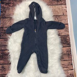 Carter’s baby boy Sherpa, bear ears on hood, 9 months, navy blue, used.